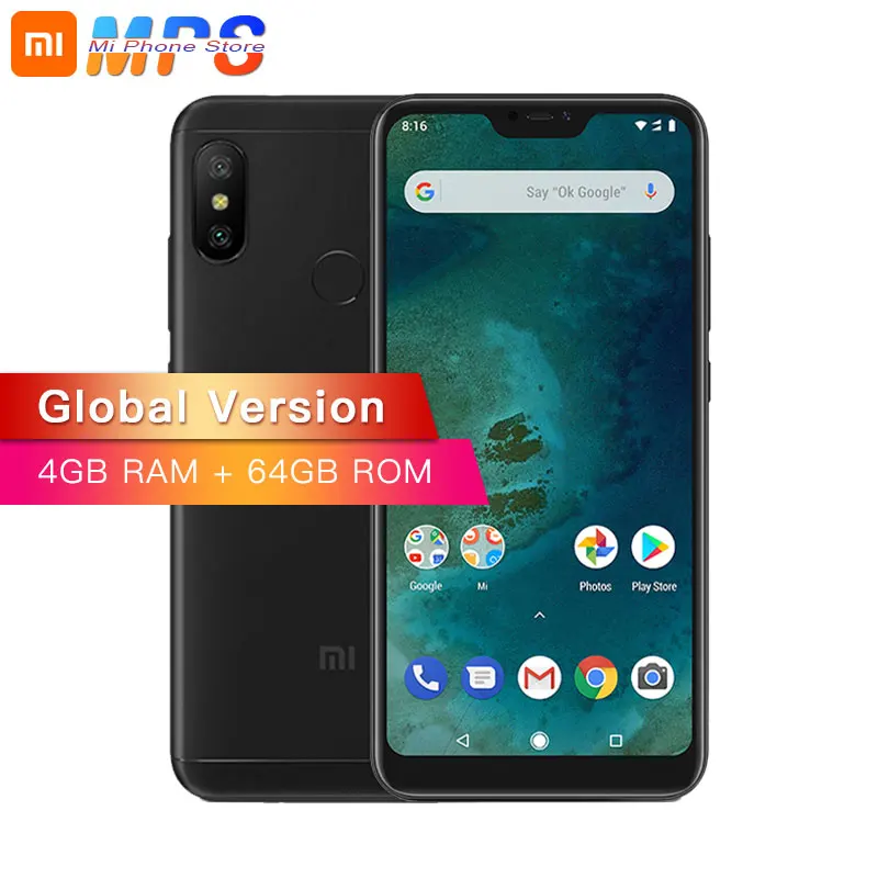 

Global Version Xiaomi A2 Lite 4GB 64GB Snapdragon 625 Octa Core Telephone 5.84" 19:9 Full Screen 12MP+5MP 2 Camera Smartphoe