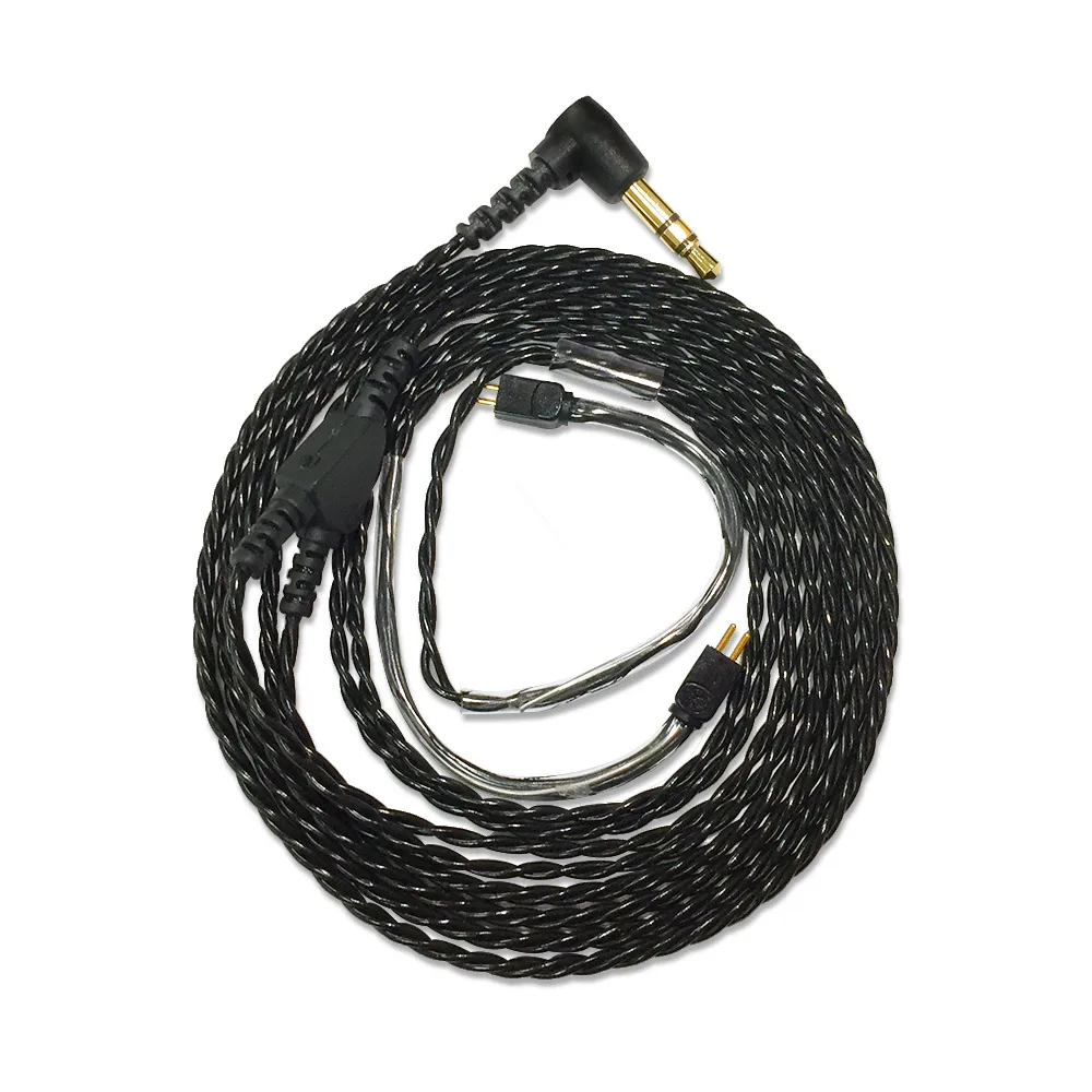 Плетеный кабель для наушников шнур для наушников с 0,78 мм 2 штыревое соединение 3,5 мм стерео разъем для внутриканальные мониторы