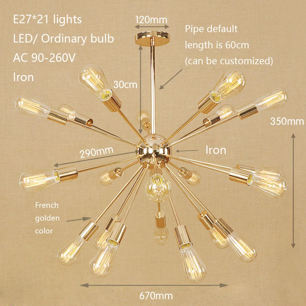 Nordic Винтаж спутниковый 9/15/21 светильник s железная люстра светильник комплект, E27 подвесной светильник домашний декор для столовой Гостиная бара отеля