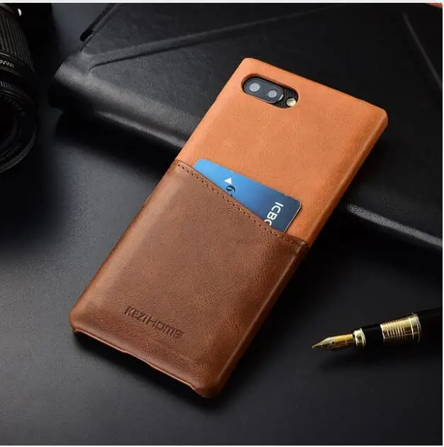 Kezihome Case For Blackberry Key 2 Two Colors Genuine Leather Back Cover Hard with Card Pocket | Мобильные телефоны и