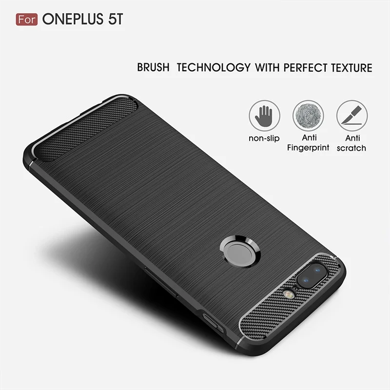 Phone Case for Oneplus 5T Soft Ultra-thin Brushed Carbon Fiber Silicone Back Cover Oneplus5T One plus Protector Coque |