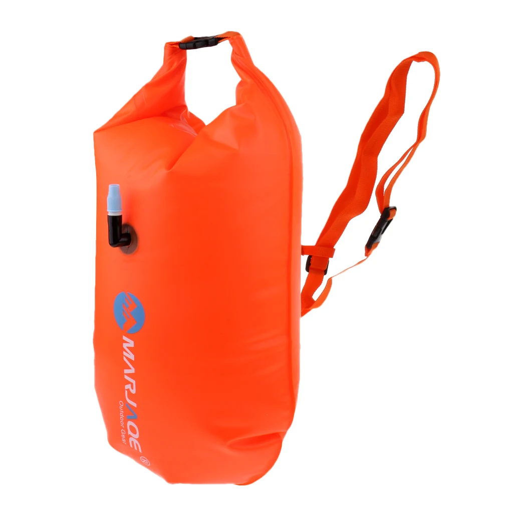 Highly Visible Waterproof Air Bag Swim Buoy Swimming Tow Float Dry Bag with Waistbelt for Inflatable Buoy Open Water Swimming
