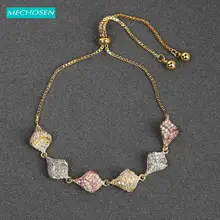 MECHOSEN элегантный цветок лепесток браслеты двойной износ CZ Циркон Медь Ювелирные изделия для женщин банкет годовщина украшения Браслеты