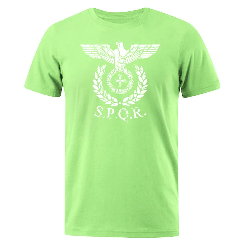 Мужская футболка SPQR Римский гладиатор Императорский Золотой орел летняя футболка мужская повседневная короткая футболка с круглым вырезом футболки Harajuku топы тройники - Цвет: light green 5