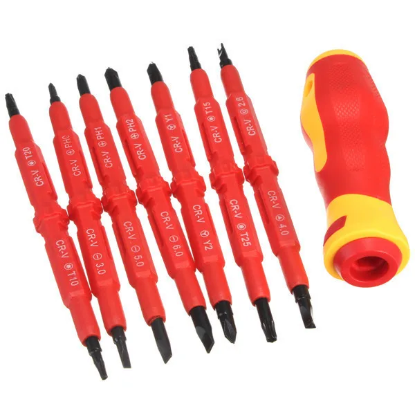 8PCS VDE Electricians Screwdriver Set Tool Electrical Fully Insulated