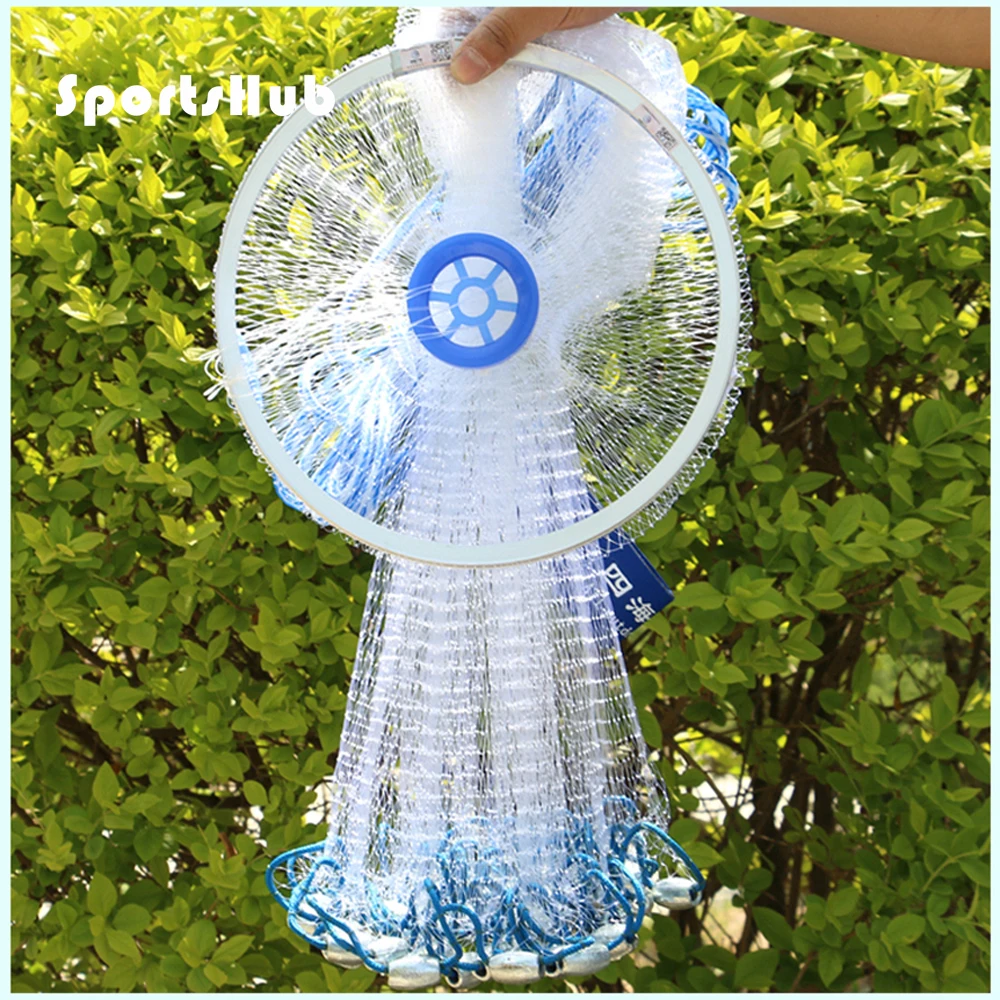 

Cast Net Diameter 2.4M-4.2M Hand Cast Net Mesh 1*1cm Nylon American Style Fishing Network Sport Throw Fishing Net