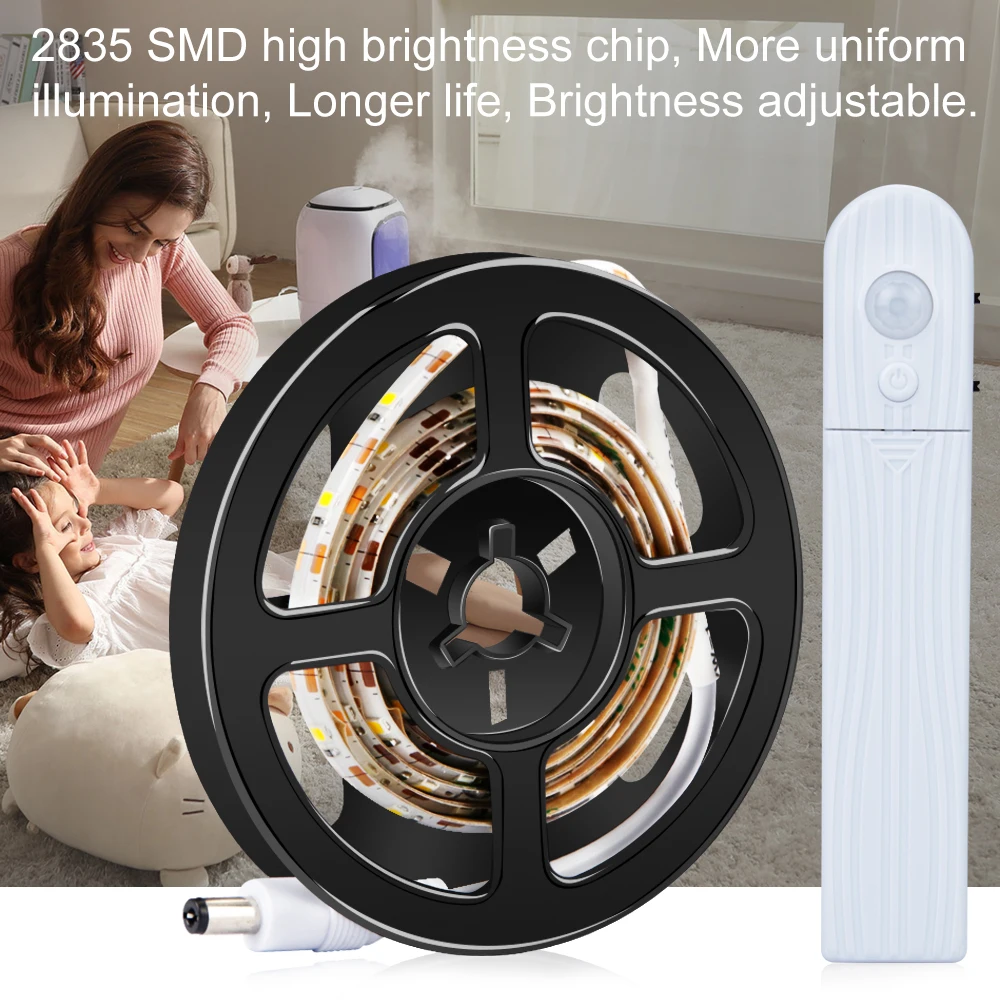 

Strip Led Motion Sensor Neon Led Waterproof 5V Battery Powered LED Strip 2835 Closet Lighting Adjustable Brightness Night Lamp