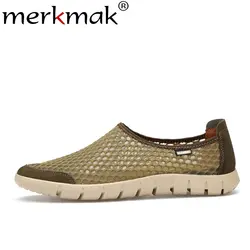 Merkmak/весенние сетчатые мужские лоферы, однотонные Летние Повседневные слипоны, мужская обувь, дышащие удобные мужская обувь, большие