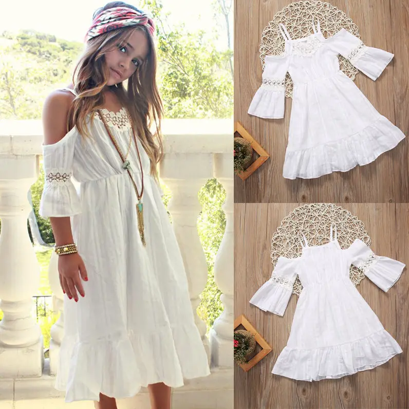 alquiler yermo Ánimo Vestido de encaje blanco para niña, ropa de playa de verano, princesa _ -  AliExpress Mobile