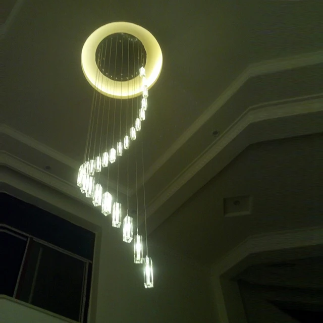 Led Indoor Stair Lighting Fixtures Crystal Chandelier Long Led Indoor Stair Lighting Fixtures Crystal Chandelier Long Modern Staircase Chandeliers Dining Room