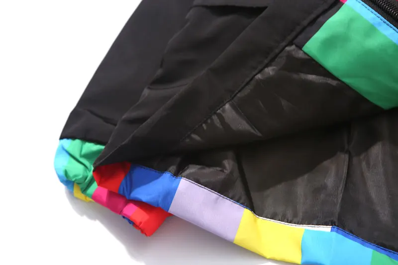 Multi Color Block Patchwork Hooded Zip Up Jacket 5