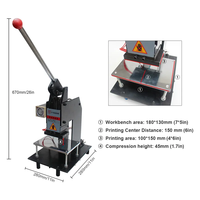 Manual Hot Stamping Machine Adjustable Temperature Multi-function Bronzing Laminating Gravure For PVC Leather Embossing Pressing (8)