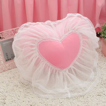 

Lace Korean garden Love heart-shaped Cushion princess girl gift cotton sofa bed room Dec with filling FG165