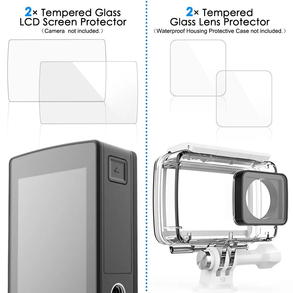 PCTC-2PCS-for-Xiaomi-YI-4K-Action-Camera-LCD-Screen-and-Lens-Protector-Perfect-radian-Tempered (2)