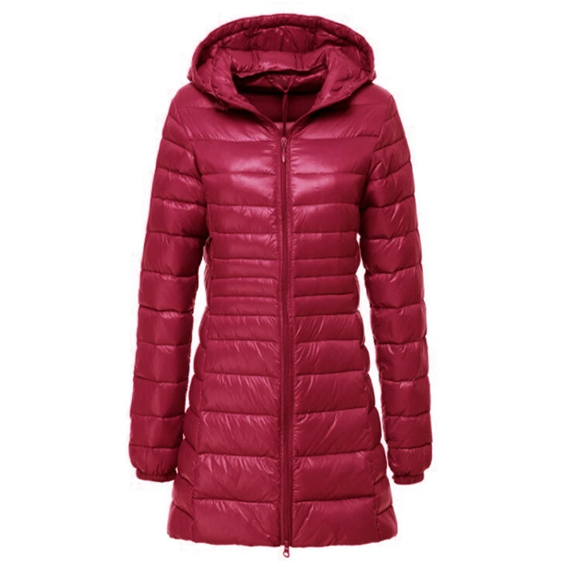  Ultra light Down Jacket Women Autumn Winter White Duck Down Jacket Casual Long Hooded Coat Plus Siz