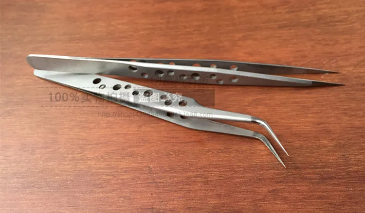 SS SA Grafting eyelash high quality precision 9 hole breathable Tweezers Stainless steel tweezers straight tip 5