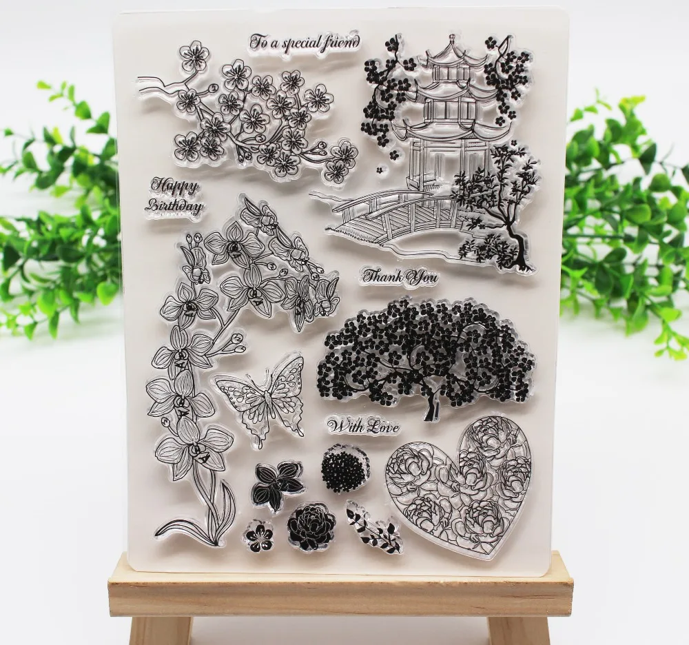 

Tree&heart Transparent Clear Butterfly&words Silicone Stamp/Seal for DIY scrapbooking photo/album Decorative clear stamp sheets