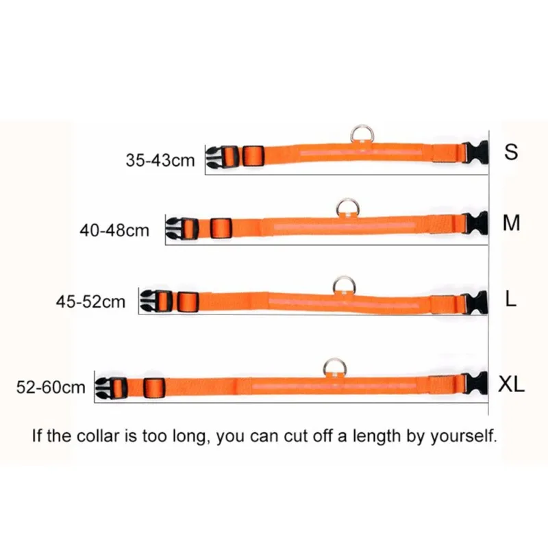 Светодиодный светильник-вспышка ошейник для собак Светодиодный свет ночная безопасность мигающий светящийся Темный собачий поводок кошка светящиеся флуоресцентные ошейники для питомцев