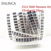 330 шт. 2512 сплав сопротивление SMD резистор набор Ассорти Комплект 1ohm-1M Ом 5% 33valuesX 10 шт = 330 шт DIY Kit 1R 3.3R 5.1R 10R 47R