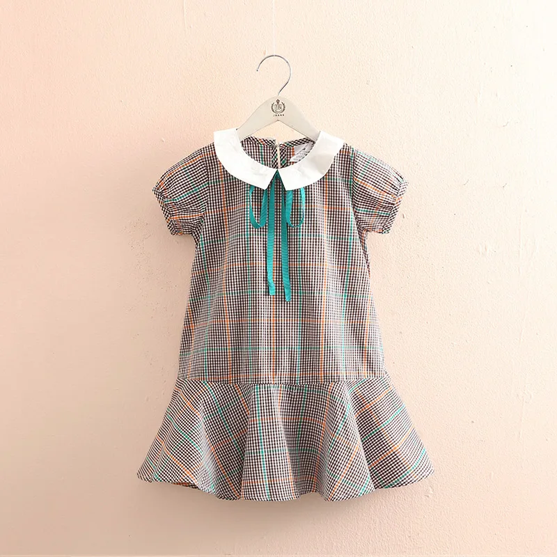 Детское платье в клетку, 2019 летняя новая детская одежда для девочек, детское платье, qz-5283