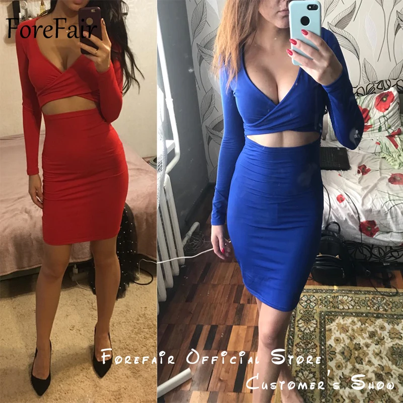 ForeFair с длинным рукавом Bodycon Midi Бандажное платье для женщин хлопок эластичные элегантные сексуальные платья белый черный красный Женское зимнее платье