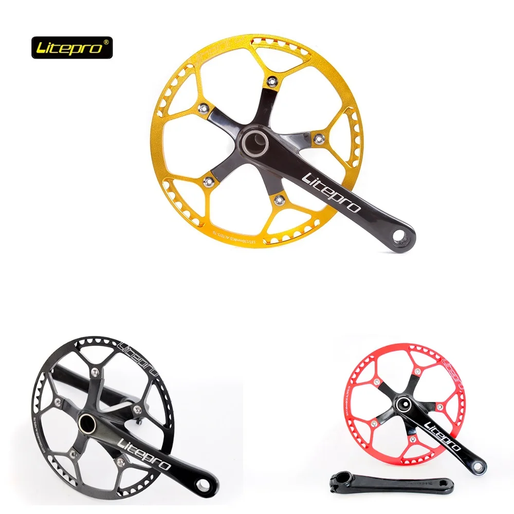 Litepro велосипедная кривошипа цепи Нижний Кронштейн костюм 53T 56T 58T 130BCD 873g складной