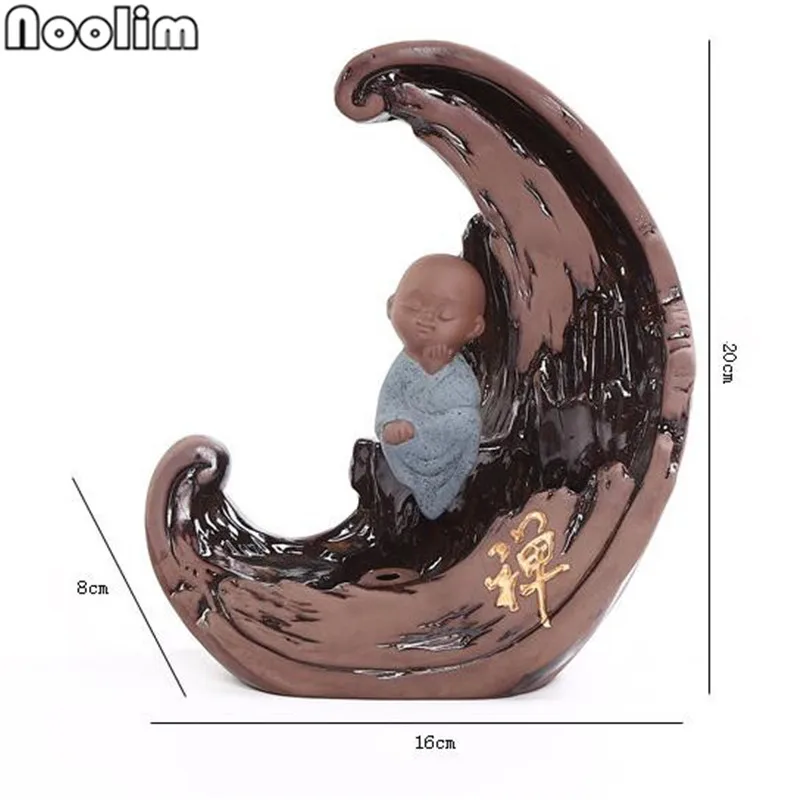 Креативная дзен керамическая курильница для благовоний горелка монах водопад ладан держатель домашний декор панцири курильница+ 10 шт. конусов