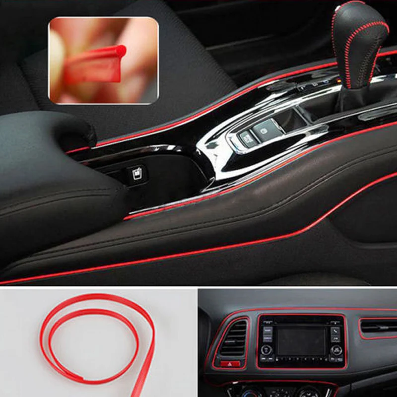 

Car Styling 5M Red Edge Gap Line Red Point Molding Garnish Interior Accessory Universal Auto Decor Trim Strip