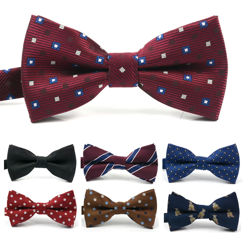 Brand 2019 Designer New Fashion Men Bow Tie Dots Striped Groom Wedding