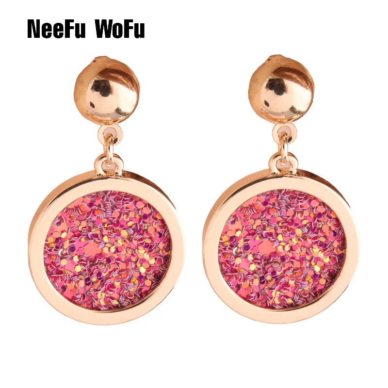

NeeFu WoFu Leather Earring Large Long Round Drop Big Earrings Dangle Woman stick Brinco Ear Oorbellen Christmas Gift