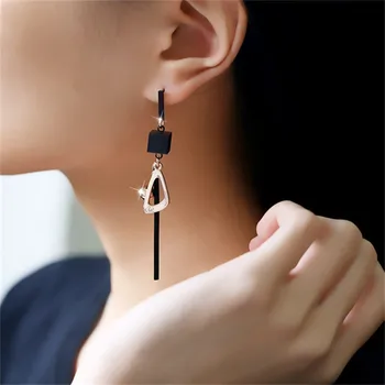 

Ajojewel Geometric Black Golden Drop Earrings For Women Long Statement Earrings Elegant Jewelry