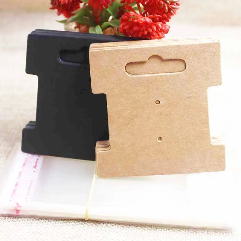 

2018 Zerong DIY paper hair accessoreis display tag card ,kraft/black/white hair band package card jewerly tag 100pcs+100oppbag