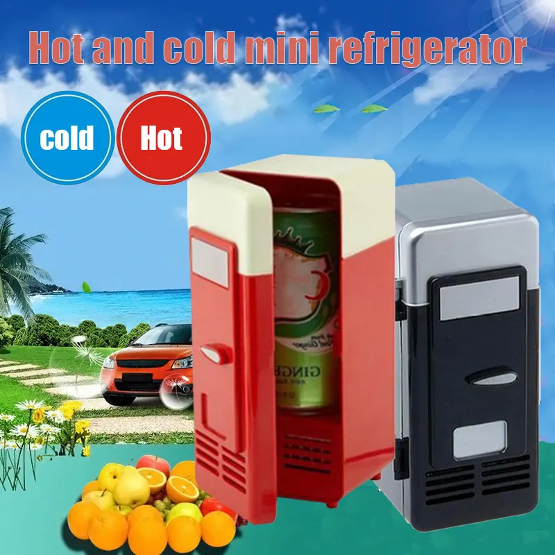 Пластиковый черный красный USB мини-холодильник с морозильной камерой Настольный напиток Сода бар 19,4*9*9 см охладитель воды и подогреватель ведра для льда напитков
