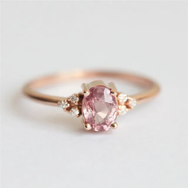 Pink Zircon Engagement Rings For Women Rose Gold Female Wedding Ring Dainty Valantine’s Gift For Girlfriends Romantic Jewelry R5
