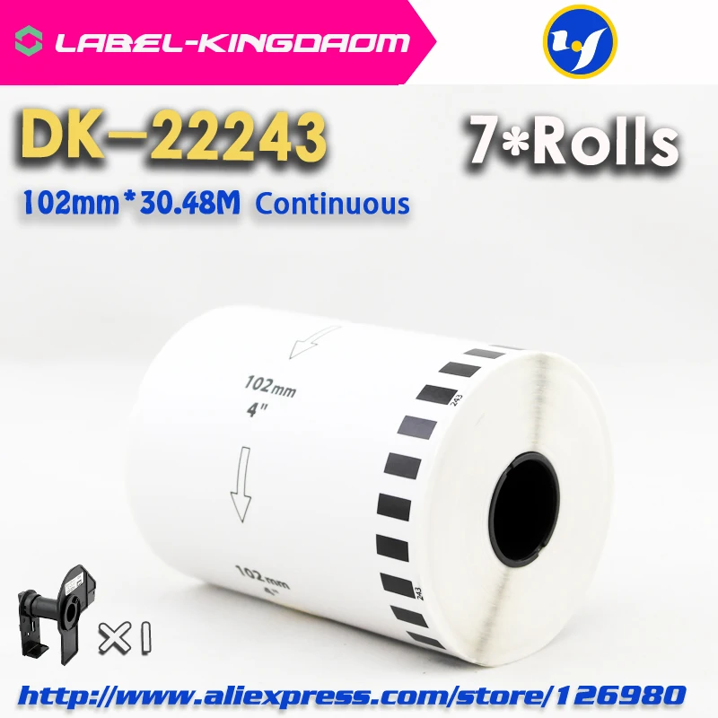 

7 Refill Rolls Compatible DK-22243 Label 102mm*30.48M Continuous Compatible for Brother QL-1060 Label Printer White Paper DK2243