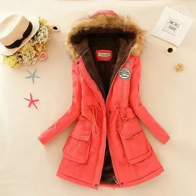 Danjeaner New Parkas Female Women Winter Coat Thickening Cotton Winter Jacket Women Outwear Slim Parkas for Women Winter - Цвет: Rose