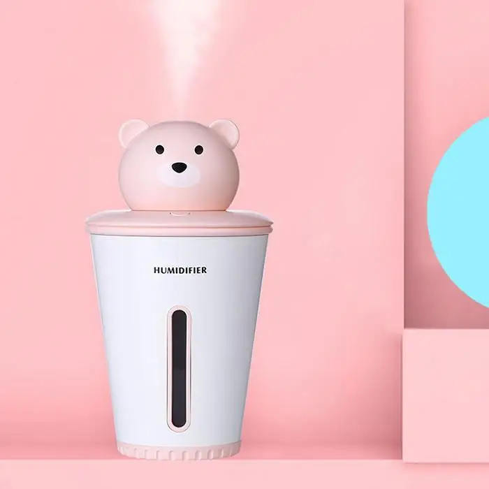 

300ML Night Light Household Bear Humidifier Ultrasonic Atomizer Cotton Filter Type Mist Maker Household Diffuser