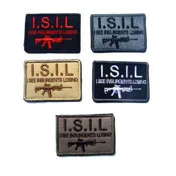 

10pcs/lot 3D embroidery patches magic stickers Loops and hook ISIL patch I.S.I.L Iraq embroidery patches Cloth patch