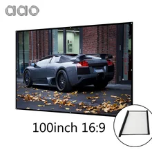 AAO 100 inch 16:9 Projection Screen Simple Wrap Fabric Roll Up Projector Screen 100″ 16:9 Portable Business Meeting Home Theater