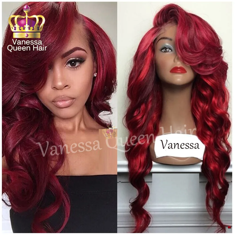 Mix Wine Red With Bright Red Highlights Synthetic Lace Front Wig Body Wave  Glueless synthetic Heat Resistant for balck women|wine jelly|wine  plugresistance manufacturer - AliExpress