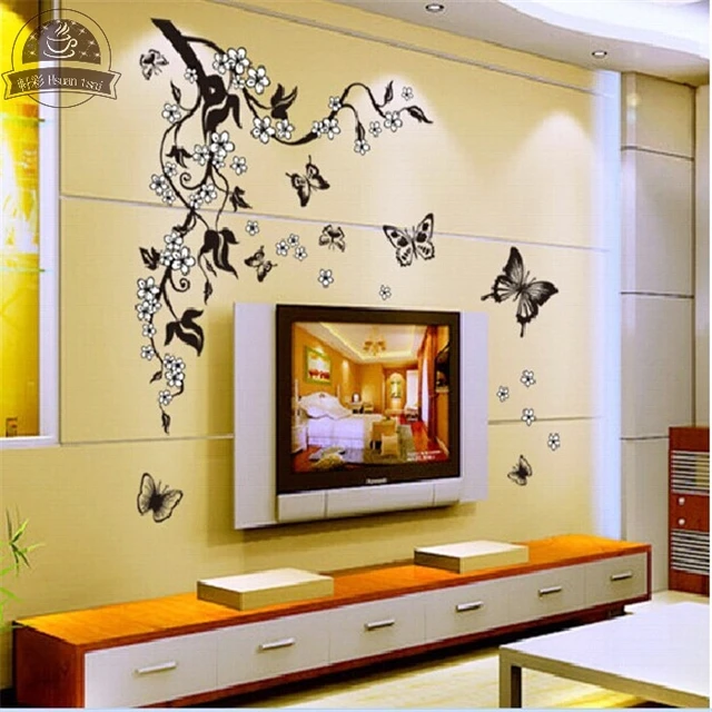 Erfly Flowers Living Room Sofa Wallpaper Poster Vinyl Wall Erfly Flowers Living Room Sofa Wallpaper Poster Vinyl Wall Stickers Home Decor Family Decals Art