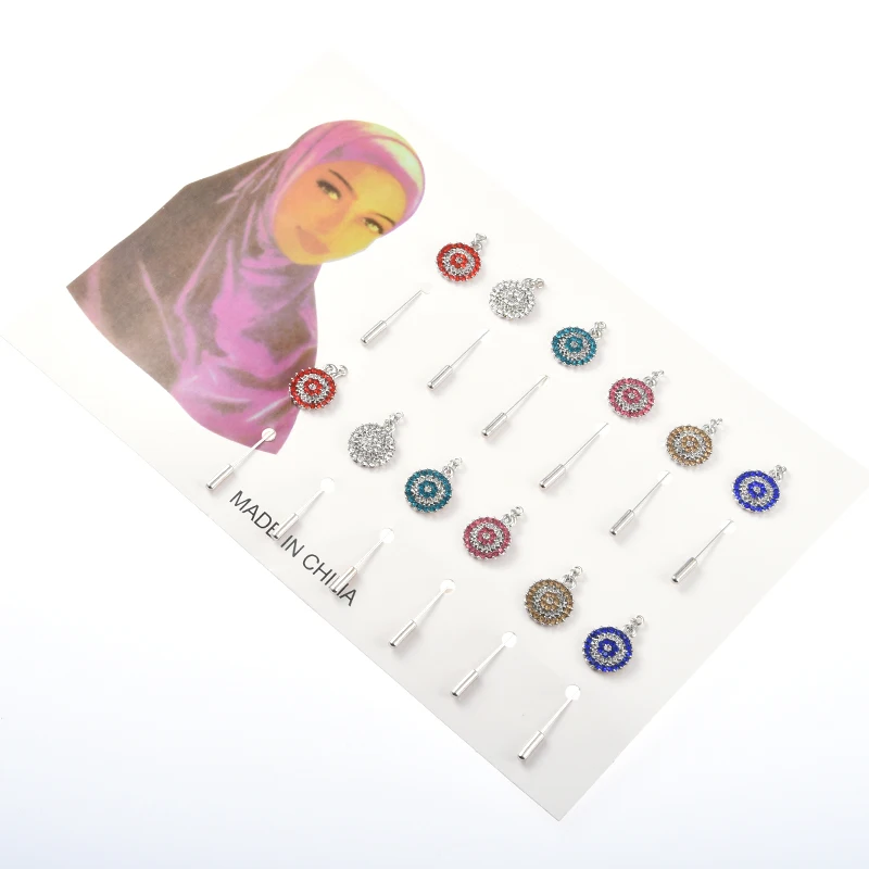 DCEE Muslim Hijab Pins Brooches 12PCS Beautiful Flower Crystal