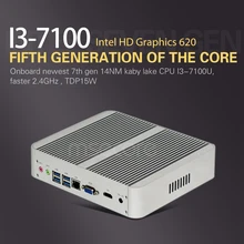 Безвентиляторный Intel I3 7100U Mini PC Windows 10 Настольный компьютер NUC stick ПК Barebone система неттоп kabylake HD620 Graphics 300 м Wi-Fi