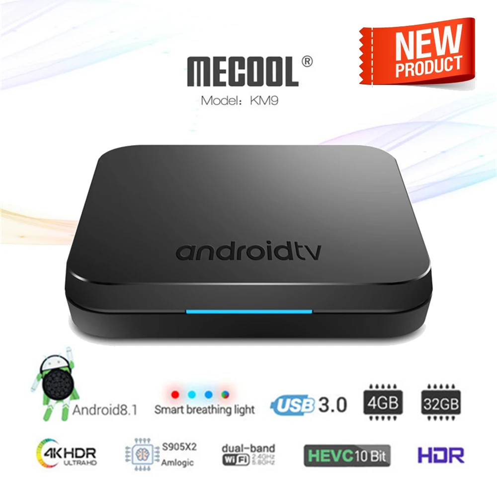 

Android 9.0 Mecool KM9 Smart TV Box Amlogic S905X2 4GB DDR4 RAM 32GB ROM 2.4G/5G WiFi Bluetooth 4.1 4K Set Top Box Media Player