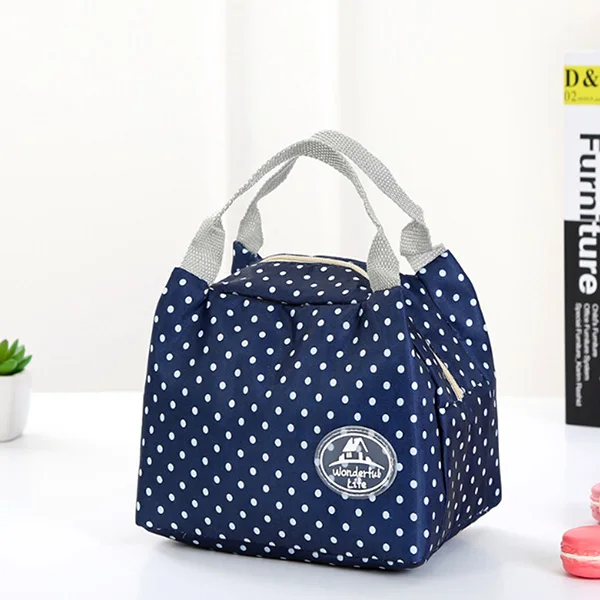 Переносная сумка для обеда с цветочным рисунком в полоску и в горошек, термоизолированная сумка для еды, безопасная для хранения еды, Теплые сумки для обеда для девочек и женщин - Цвет: G
