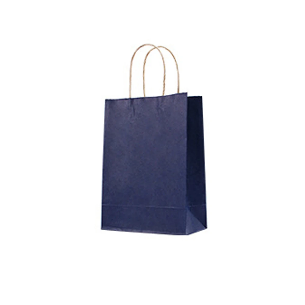 Reusable Paper Twist Handle Shopping Bag Casual Solid Color Foldable Grocery Eco Bags Multicolor Party And Gift Tote Bag - Цвет: dark blue