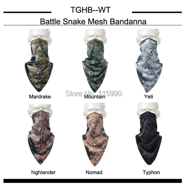 Battle Snake Tri-угловой шарф/Mountain bandanna/Battle Snake camo Bandanna/походные спортивные шарфы для верховой езды/Outddoor camo шарфы