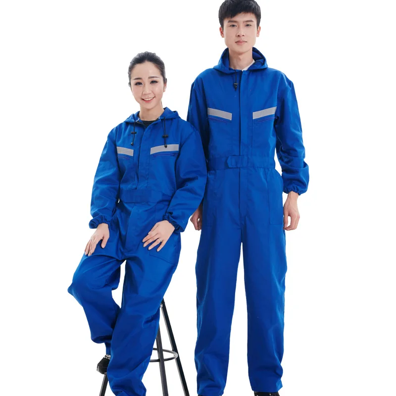 Work Clothing Hooded Overalls Jumpsuit Men Women Repair Coveralls Reflective Stripe Repairman Machine Welding Worker Uniforms