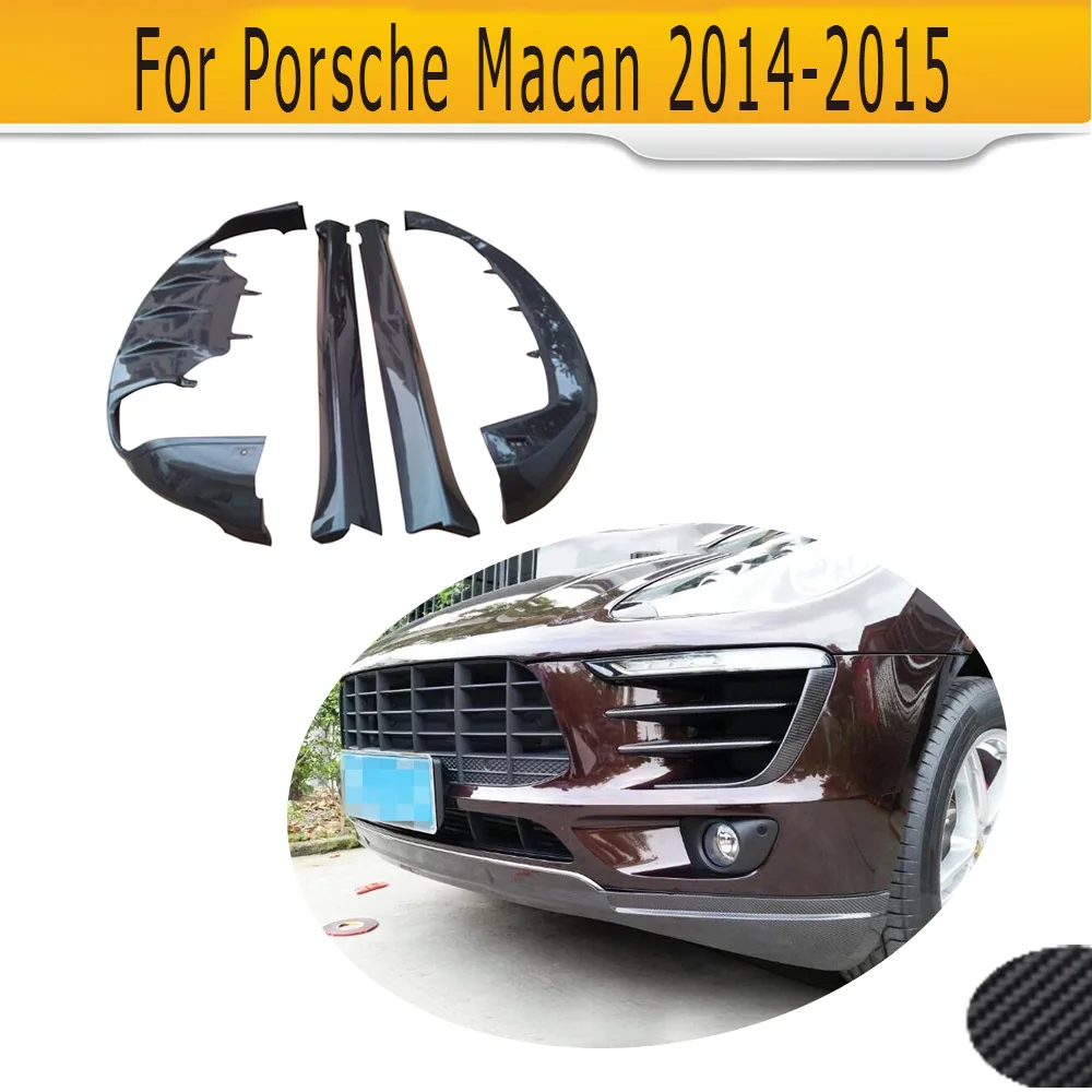 carbon fiber car body kits front lip bumper diffuser side skirt for Porsche Macan 2014 2015kit