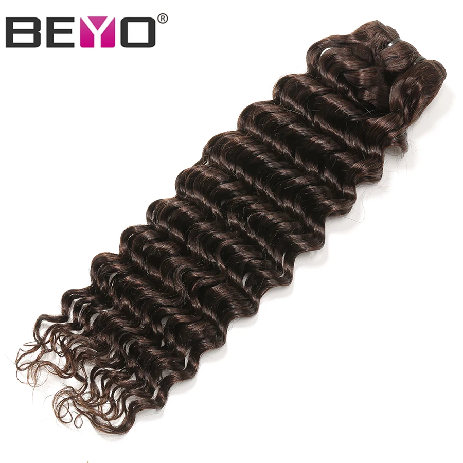 #2 Deep Wave Bundles Brazilian Hair Weave Bundles Human Hair 4 Or 3 Bundle Deals Non Remy Hair Extension Light Brown Color Beyo (3)